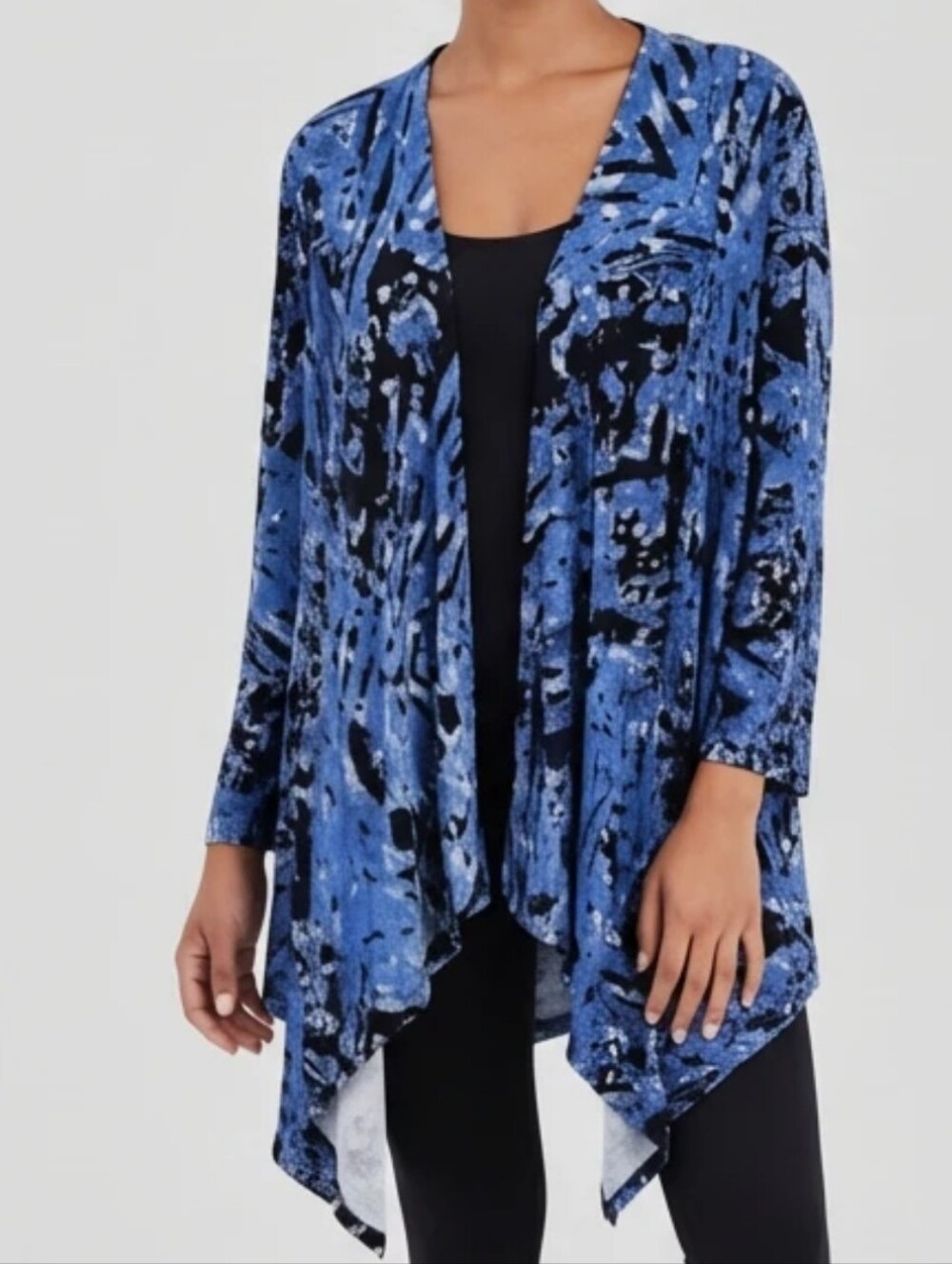 Avenue black and blue drape front jacket kimono plus size 22 24 3X new!!!